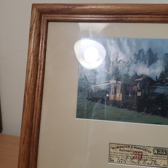 Vintage June 1885 WILMINGTON & MANCHESTER Train Ticket No.578 in frame 6"×11" - Picture 3 of 8